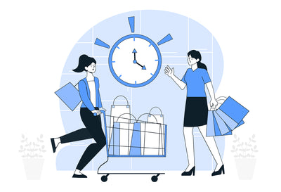 Last Minute Shopping Outline Illustration