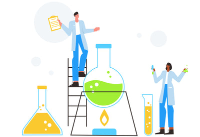 Man And Woman Performing Research With Volumetric Flasks - Illustration d11042206