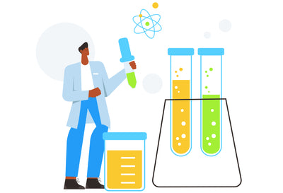 Man Experimenting With Test Tubes And Beakers - Illustration d11042207