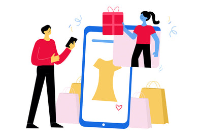 Man Shopping For Gift Online On His Phone - Illustrations d11172218