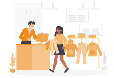 Shopping In Person Flat Illustration