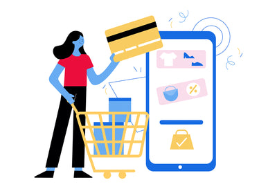 Woman Shopping Online Using Credit Card - Illustrations d11172209