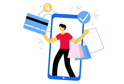 Woman Shopping Online Using Credit Card - Illustrations d11172210